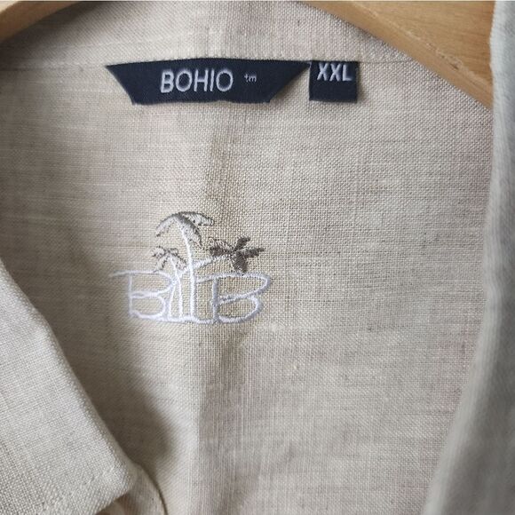 Bohio linen button down shirt tropical Resort coastal short sleeve - Picture 3 of 10